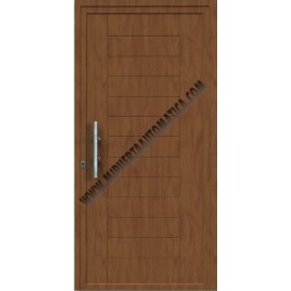 PUERTA DE ENTRADA CON PANELES CONTEMPORANEOS MECANIZADOS BLANCA CR-2100 DE 2100X960 MM.