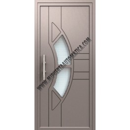 PUERTA DE CALLE CON PANELES CONTEMPORANEOS MECANIZADOS BLANCA CR-2600 DE 2100X960 MM.