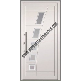 PUERTA DE ENTRADA CON PANELES CONTEMPORANEOS MECANIZADOS BLANCA CR-2700 DE 2100X960 MM.