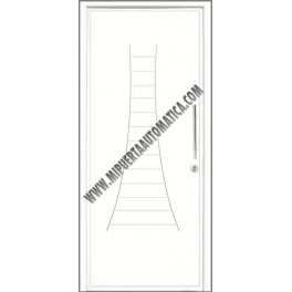 PUERTA DE ENTRADA CON PANELES CONTEMPORANEOS MECANIZADOS BLANCA CR-2800 DE 2100X960 MM.