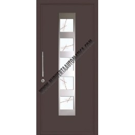 PUERTA DE ENTRADA CON PANELES CONTEMPORANEOS CON APLICACIONES DE ACERO INOXIDABLE BLANCA ST-4205
