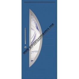 PUERTA DE ENTRADA CON PANELES CONTEMPORANEOS CON APLICACIONES DE ACERO INOXIDABLE BLANCA ST-4501