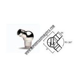 CONECTOR ACODADO BOLA PARA TUBO INOX DE 43MM.